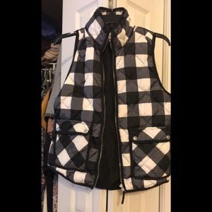 Black and white checkered puffer vest